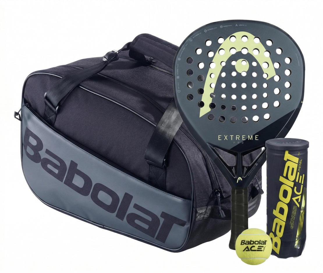 Комплект сак EVO COURT S BLACK + Head Extreme PRO + топки ACE PADEL