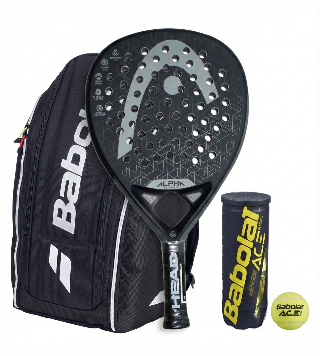 Комплект термочанта RH PERF PADEL 2nd Gen BLACK + HEAD Alpha Black 2.0 + топки ACE PADEL