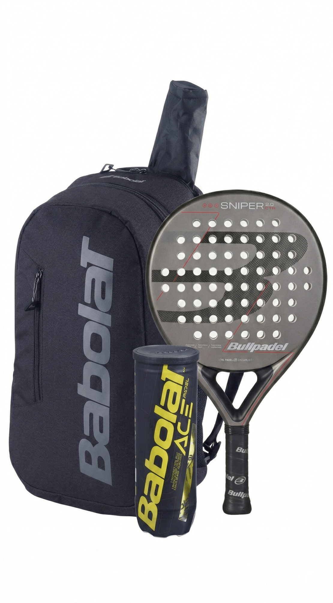 Комплект раница COURT BACKPACK LITE BLACK + Bullpadel Sniper 2.0 Control + топки ACE PADEL