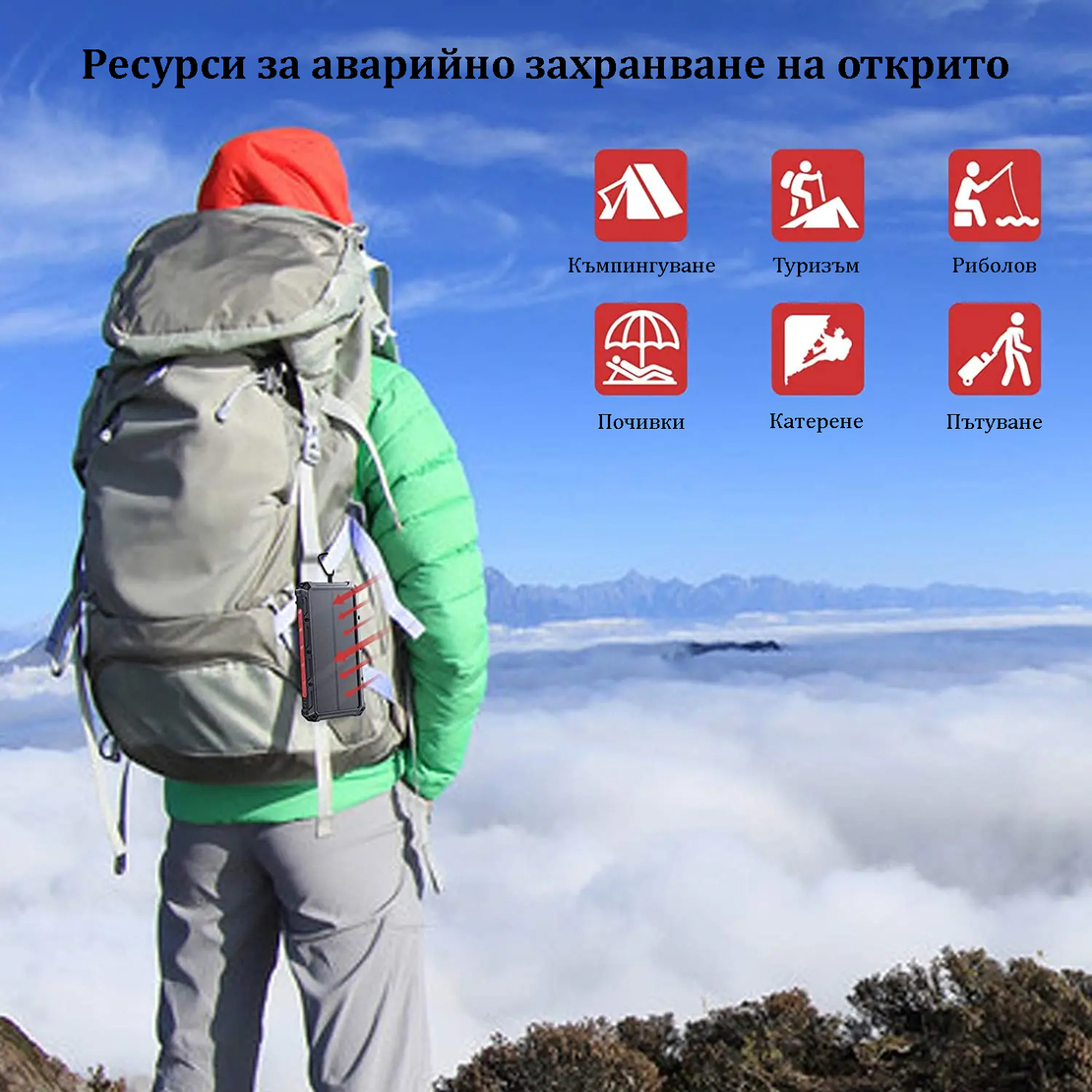 Слънчева акумулаторна батерия / Solar Power Bank 20000 mAh