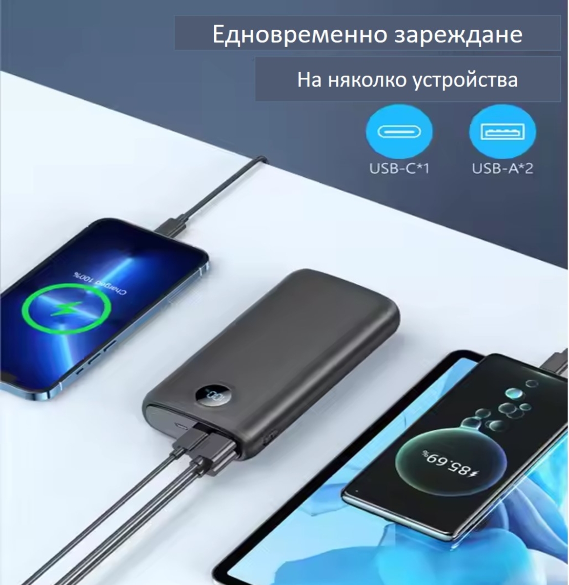 Преносима зарядна батерия 20000 mAh с Лед дисплей