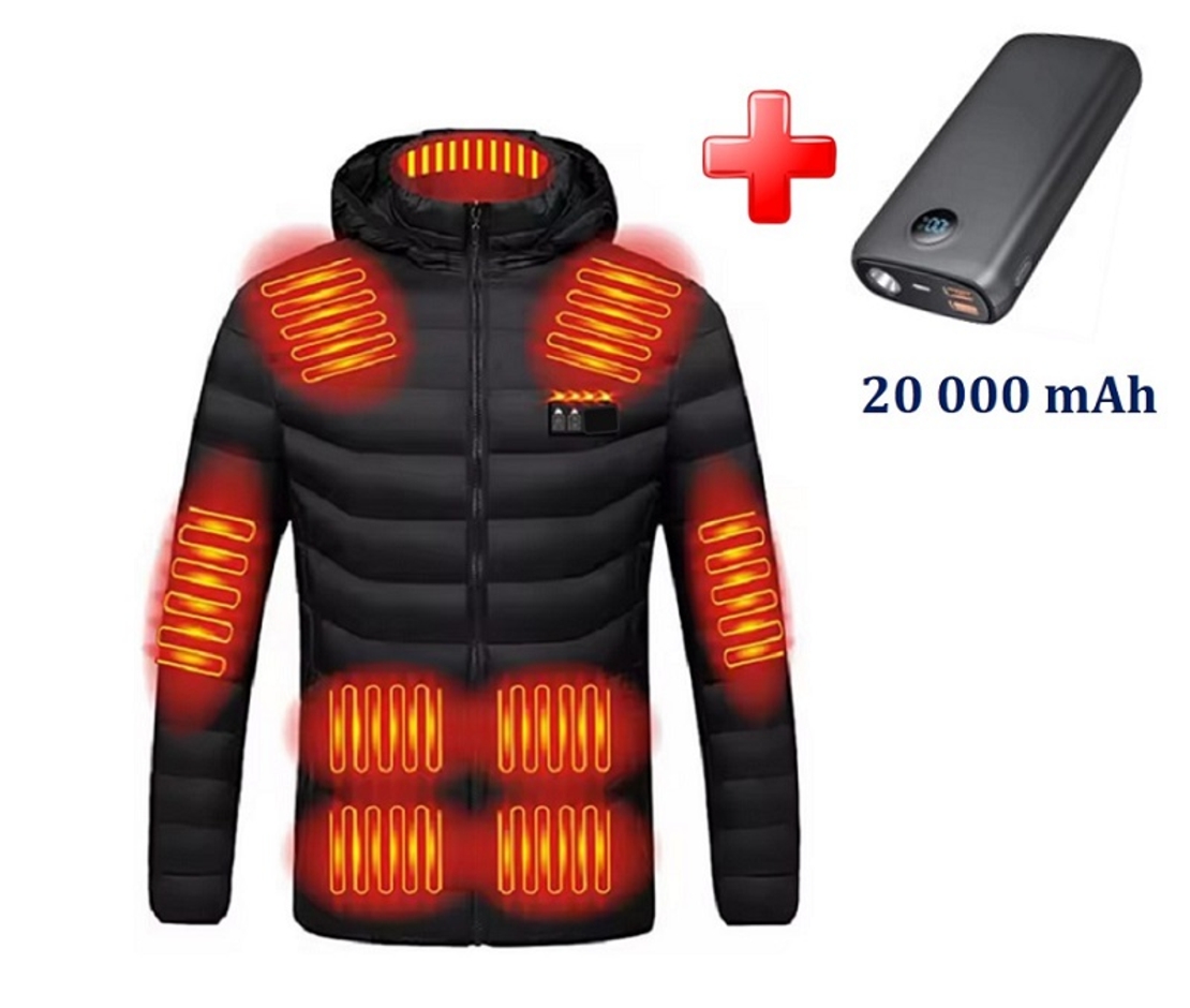 Мъжко яке с 16 нагряващи зони - черно