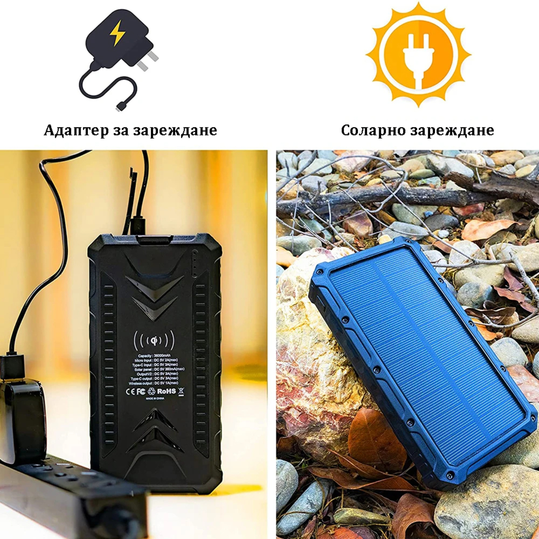 Слънчева акумулаторна батерия / Solar Power Bank 20000 mAh