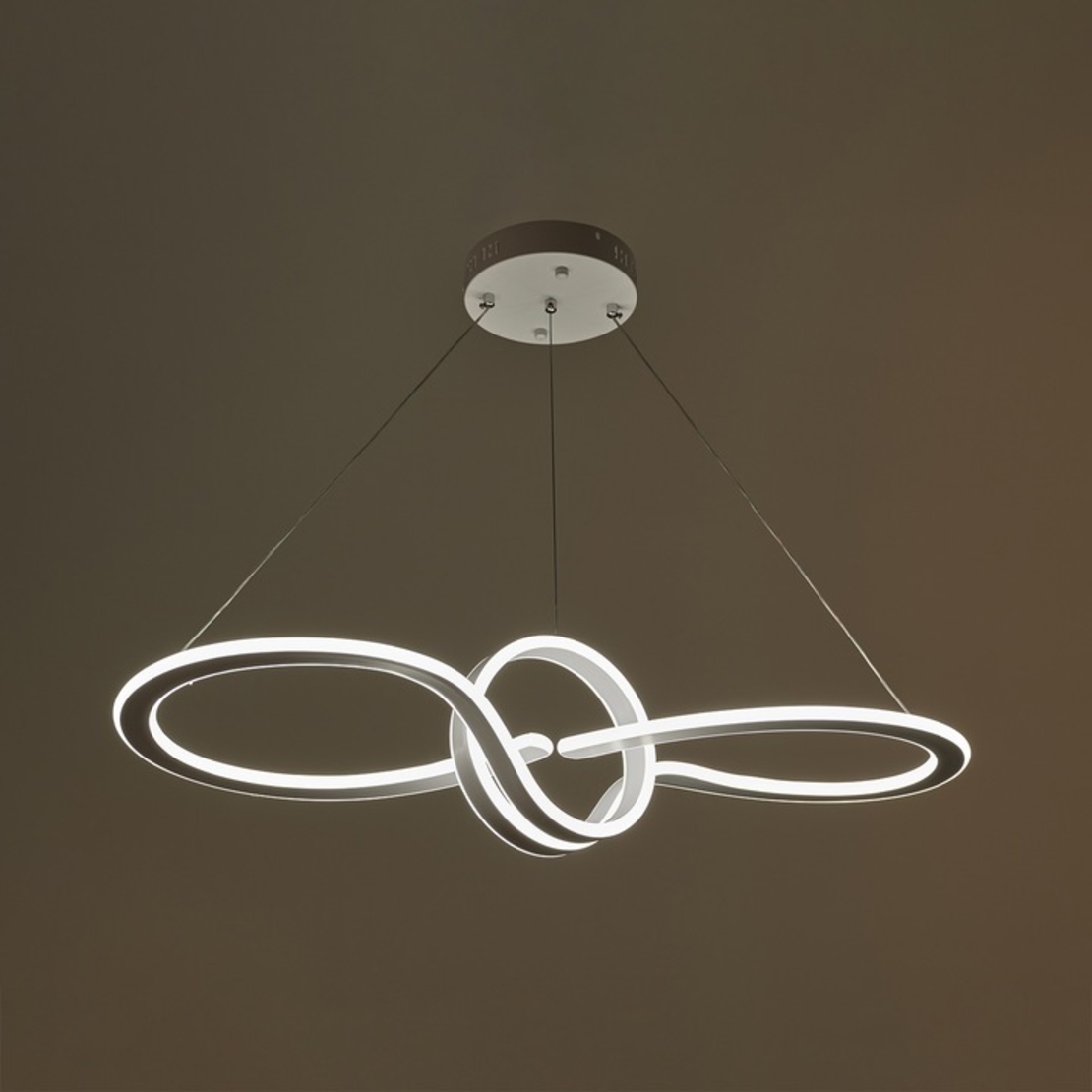 Модерен LED полилей от метал и PVC – бял, 198W, с дистанционно и регулируема височина