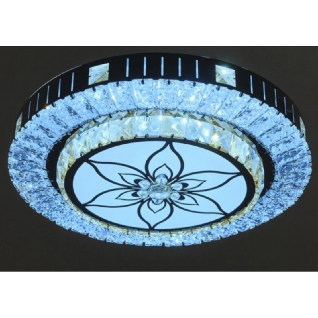 Модерен LED полилей от метал, PVC и кристал – хром, 50W, с вградена LED платка