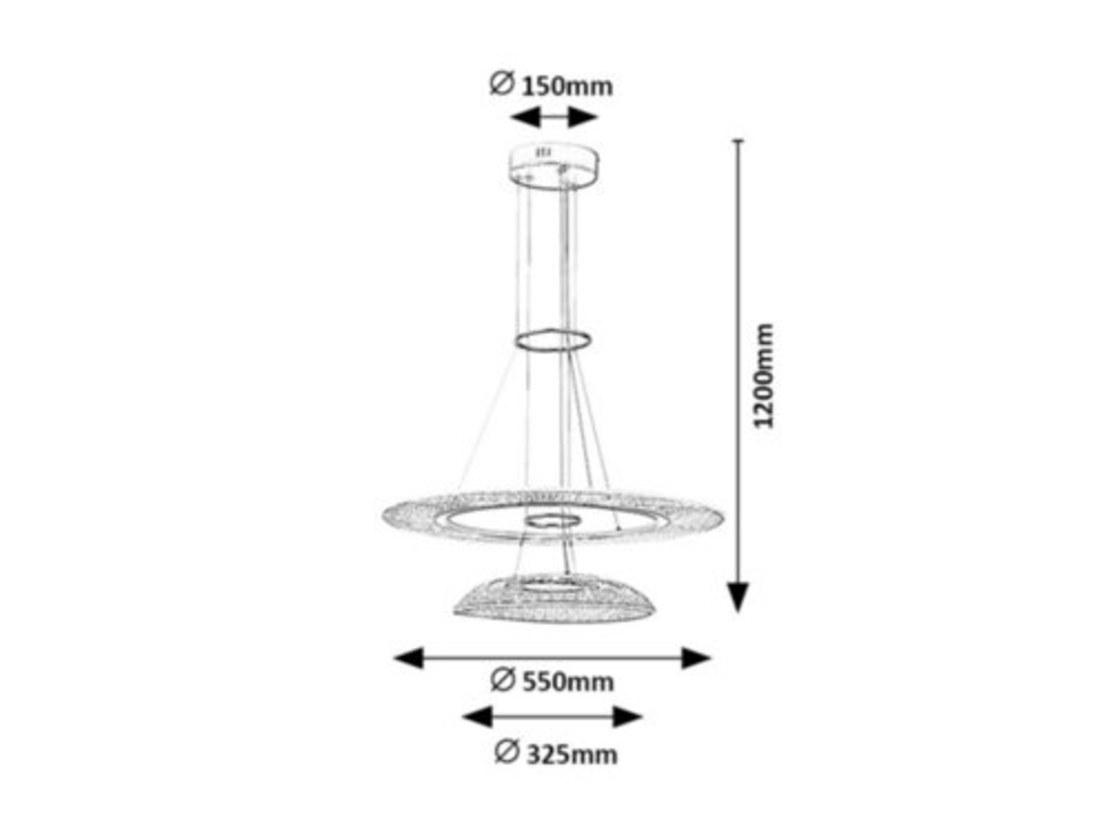 Модерен LED полилей 36W, златен метал и акрил, Ø550 мм