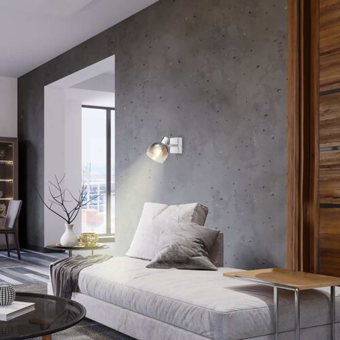 Модерен стенен спот 1-ца – хром и опушено стъкло, E14, 1x40W