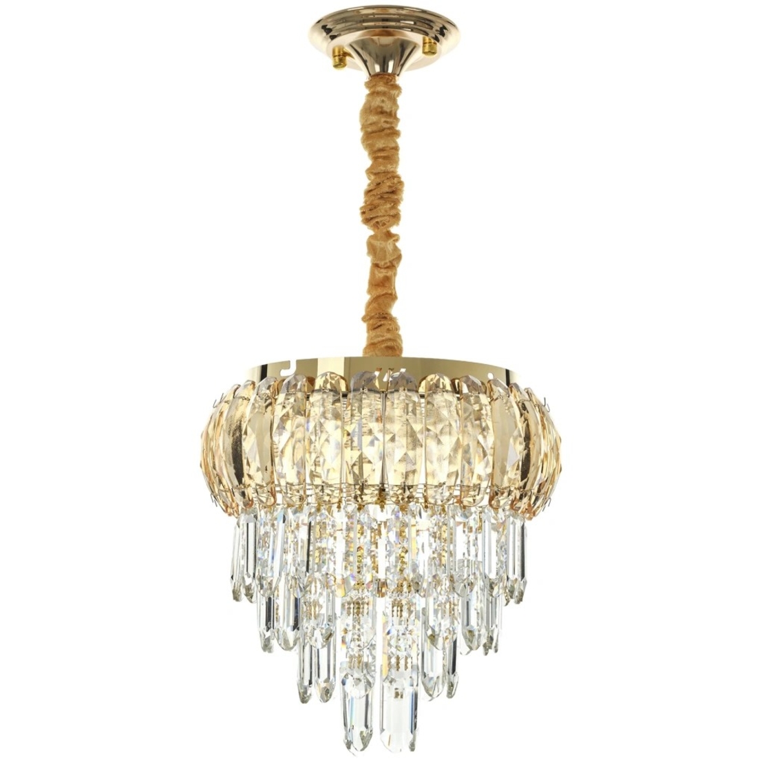 Златен кристален LED полилей 60W с модерен интериорен акцент