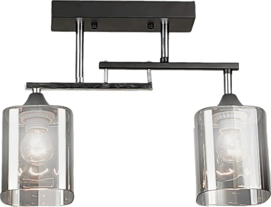 Модерен полилей 2 × E27 – черно и хром