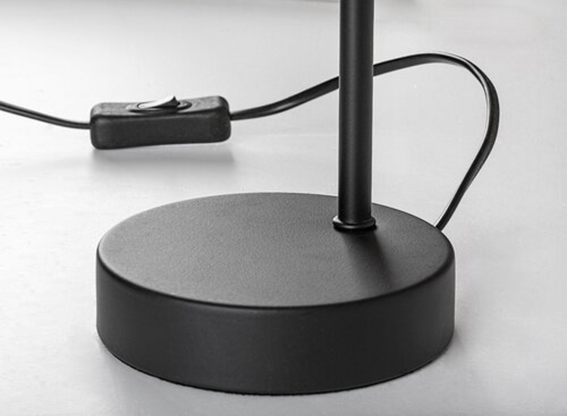 Модерна настолна лампа – E14, 1xMAX15W, IP20, черен метал, стъкло с димен цвят