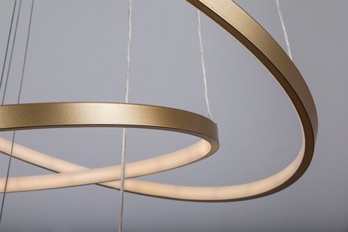 Модерен LED полилей 90W – златен метал и бял силикон с дистанционно управление