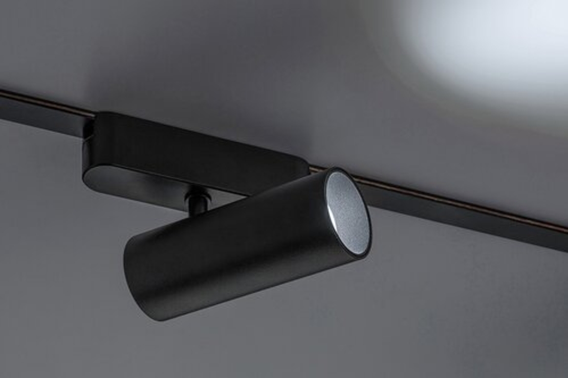 Смарт LED релсов спот – 9W, регулируема цветна температура 2700–5500K, Wi-Fi управление, черен алуминий