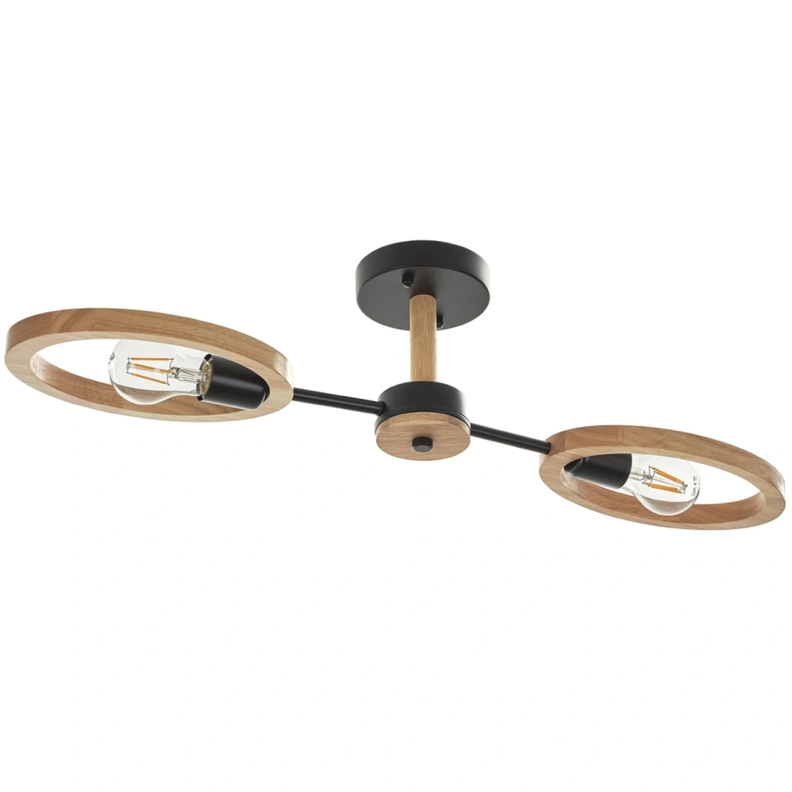 Черен модерен полилей 2xE27 LED метал и дърво