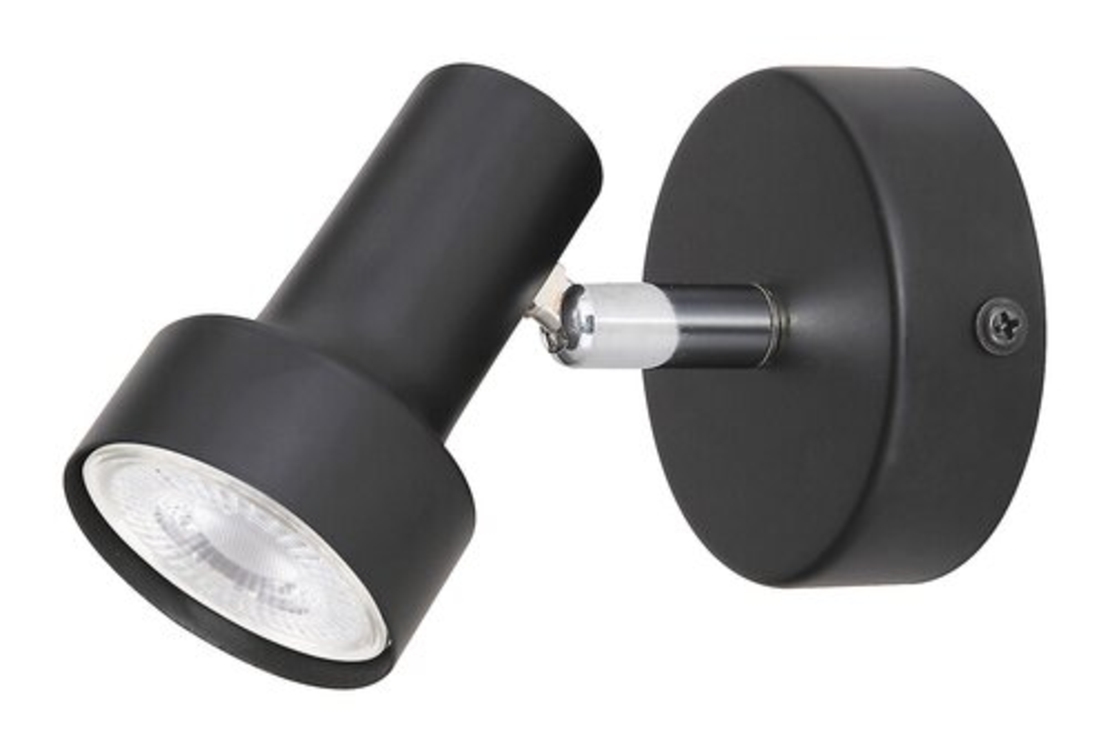 Модерен единичен спот осветител – черен метал, GU10, 1x50W