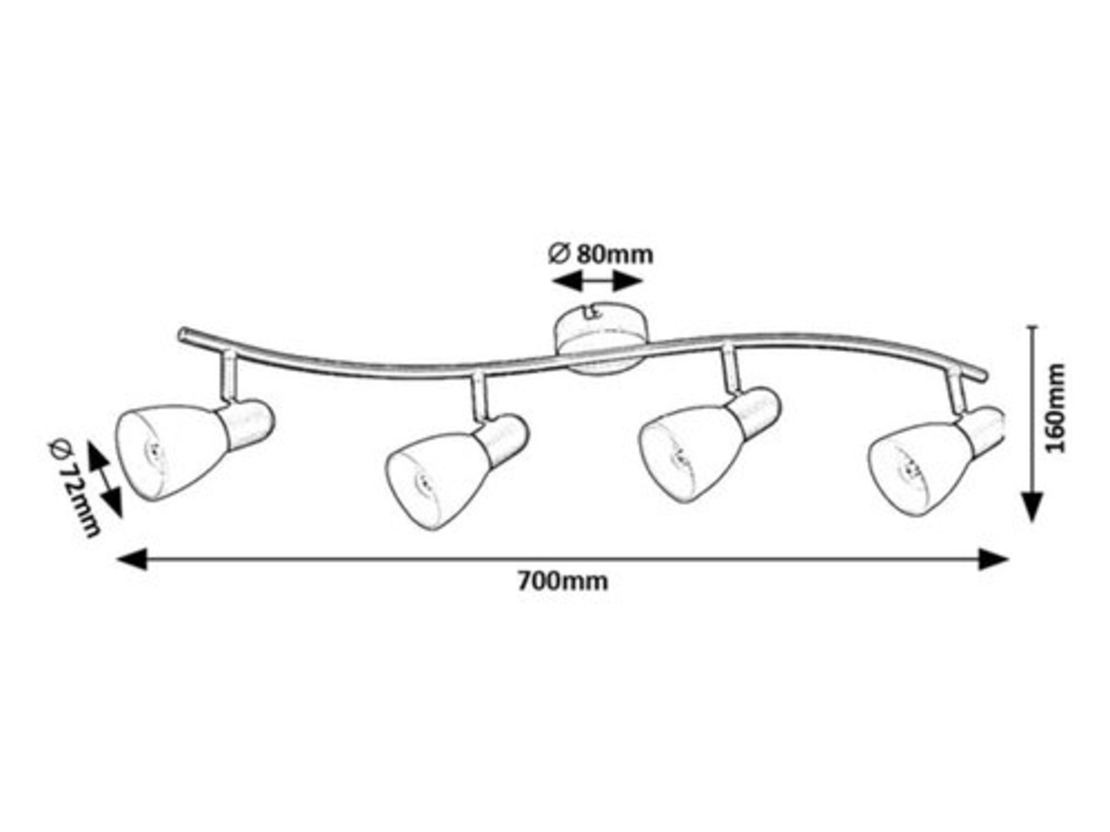 Спот4xE14, 40W черенp и бяло