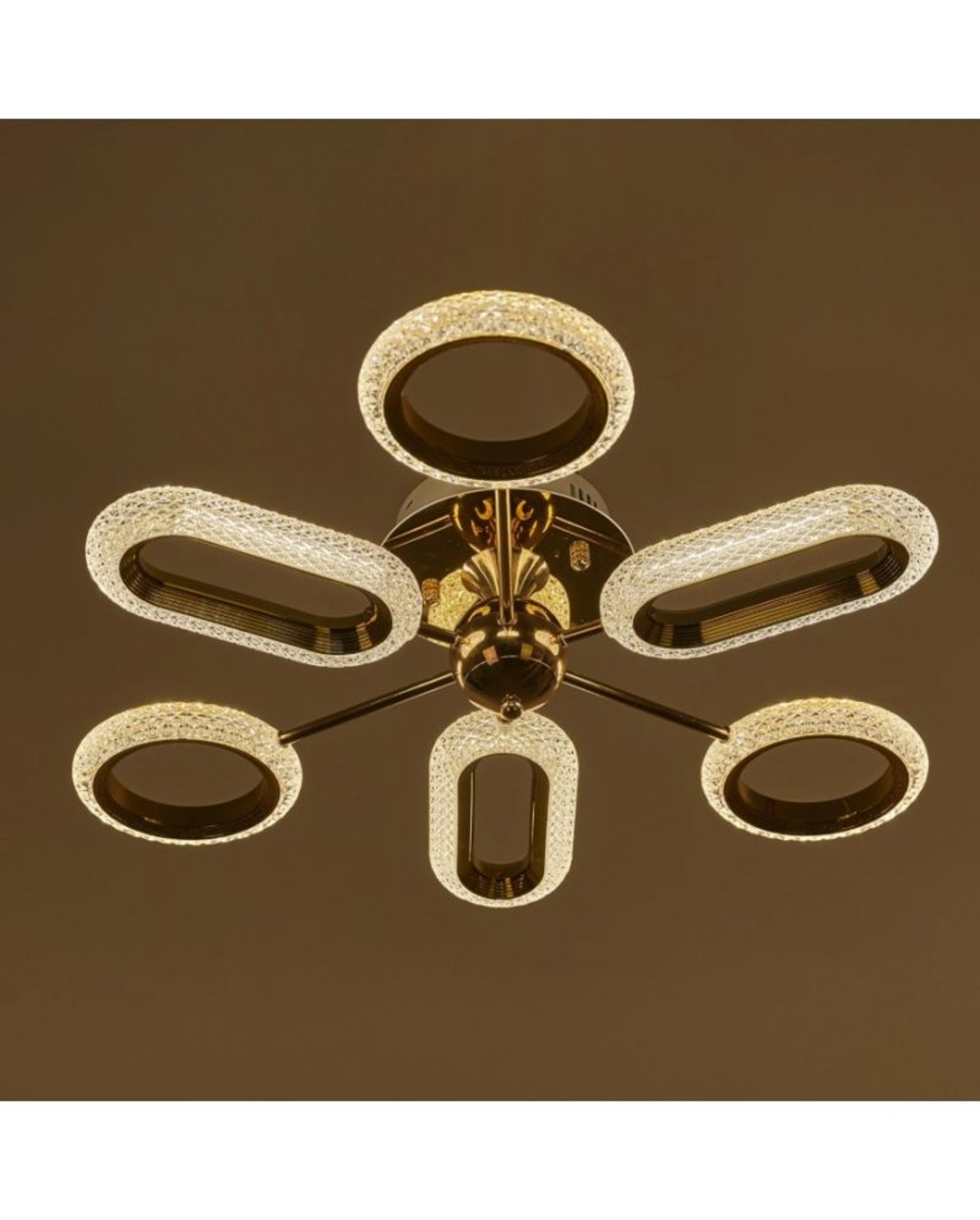 Модерен таванен LED полилей 90W, златен, с дистанционно управление