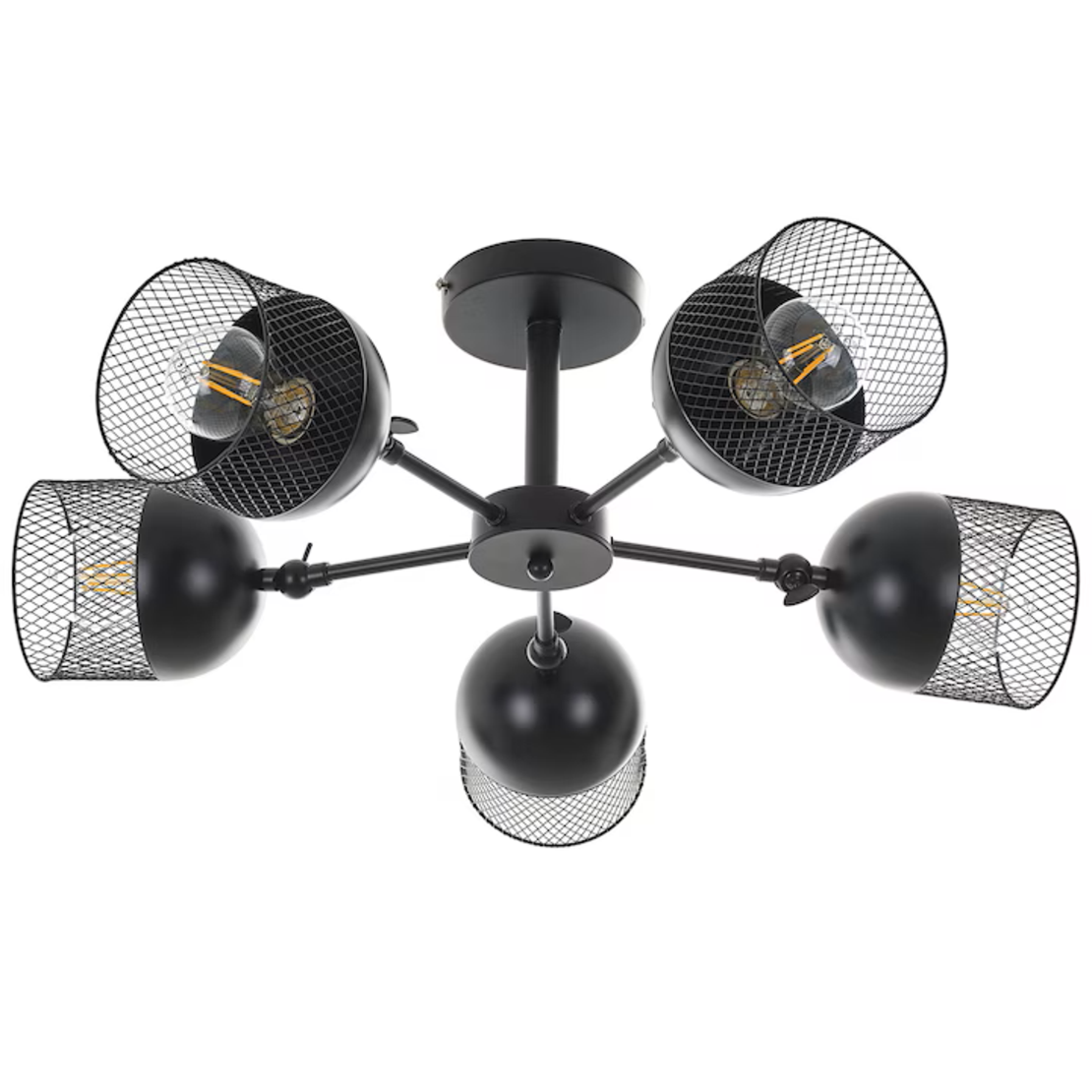 Модерен таванен полилей с 5 фасунги E27 – черен метал