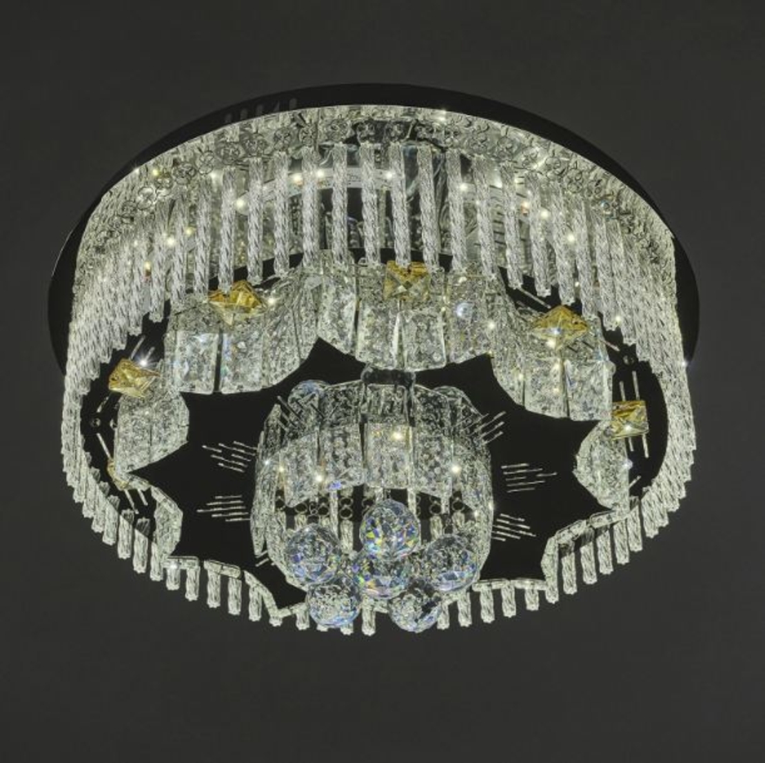 Голям кристален LED полилей хром с дистанционно