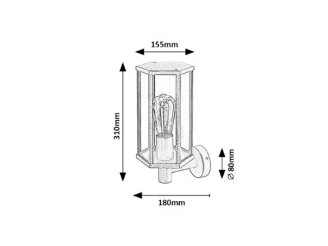 Класически външен аплик Dubrovnik E27 – елегантно фасадно осветление с прозрачно стъкло и IP44 защита