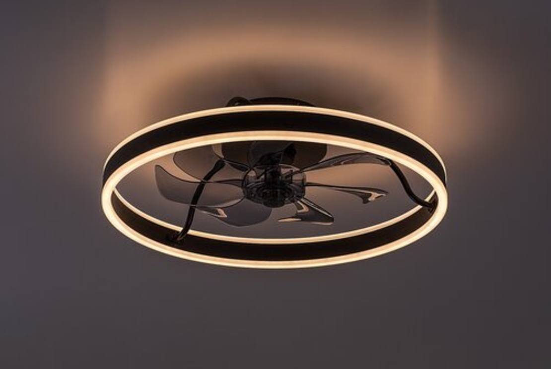 Смарт LED таванен плафон с вентилатор 40W – черен, 3 цвята светлина, дистанционно