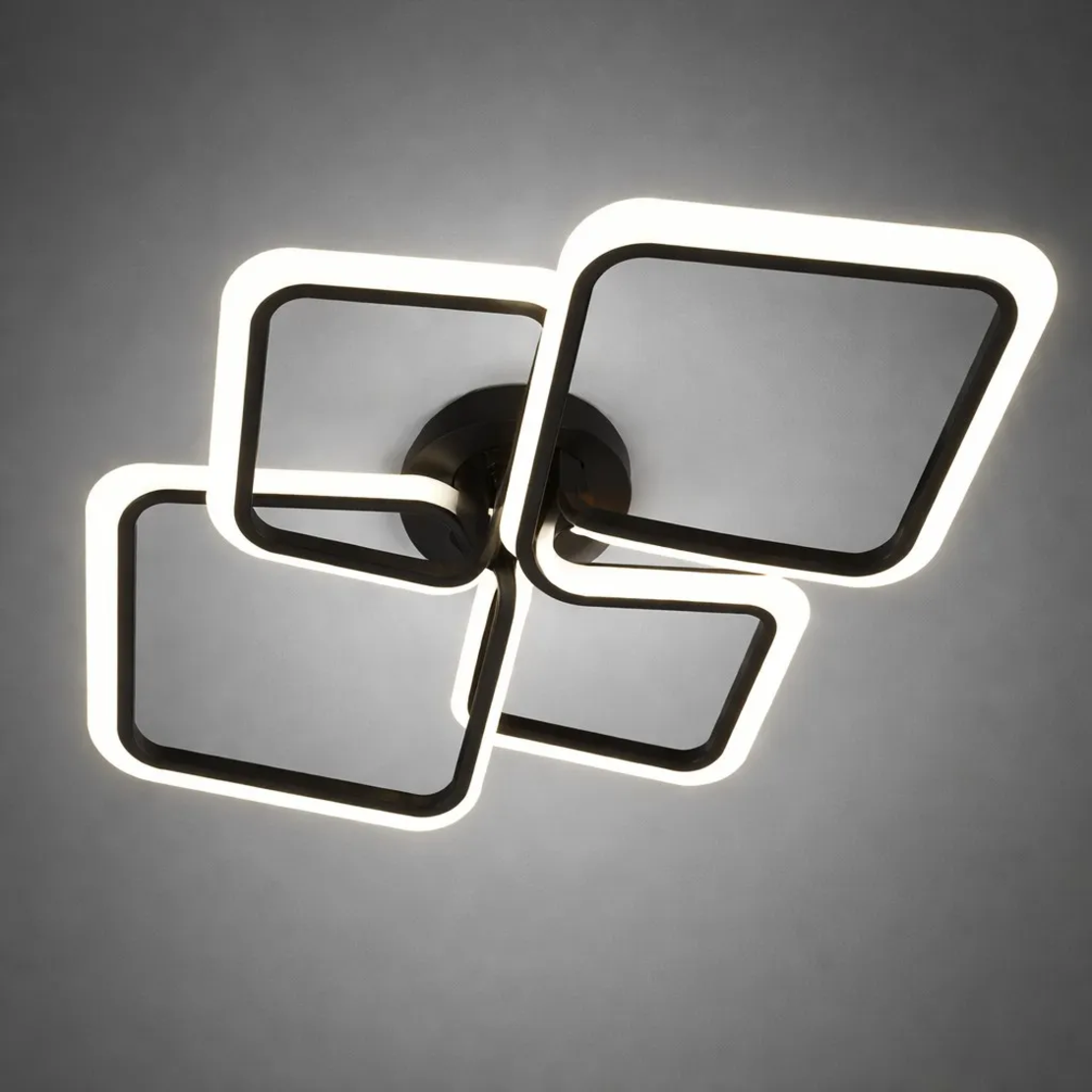 LED таванна лампа 164W с дистанционно – черна, модерен дизайн