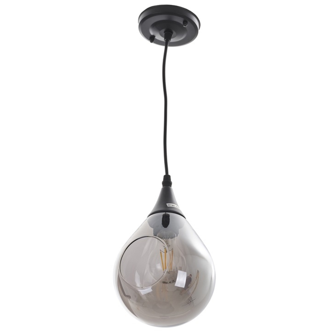 Модерен черен полилей от метал и стъкло – E27, регулируема височина