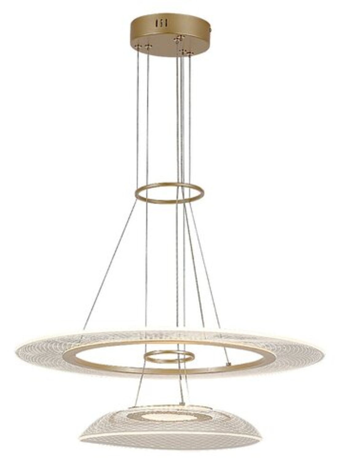 Модерен LED полилей 36W, златен метал и акрил, Ø550 мм