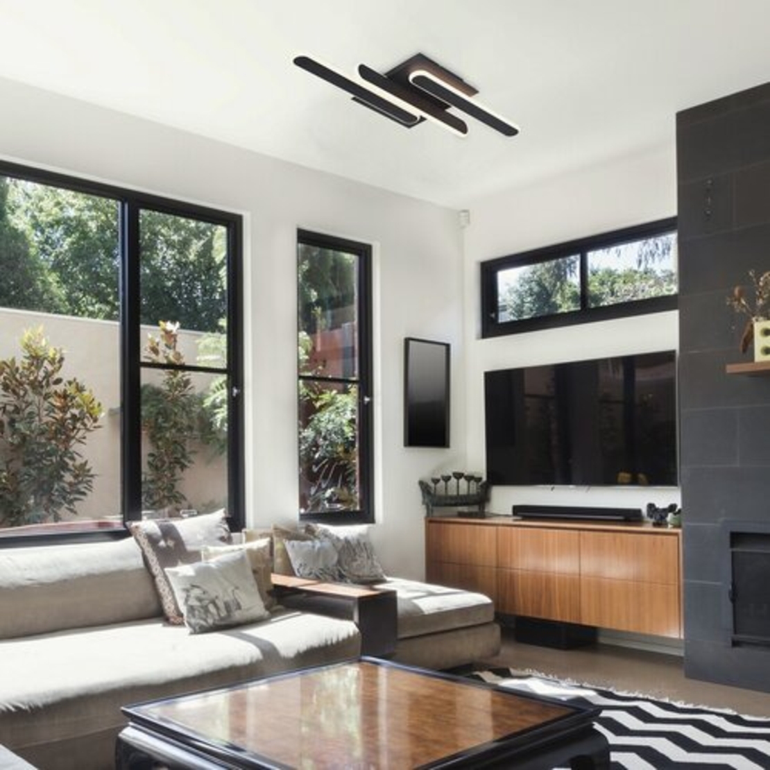 Модерен LED  плафон 18W с регулируема цветна температура – черен