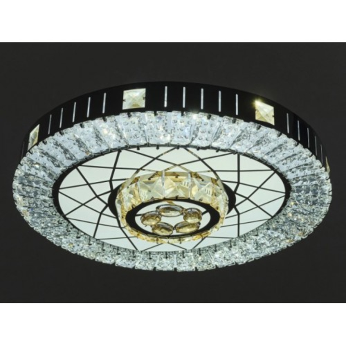 Модерен LED полилей от метал и кристал – хром, 75W, с вградена LED платка