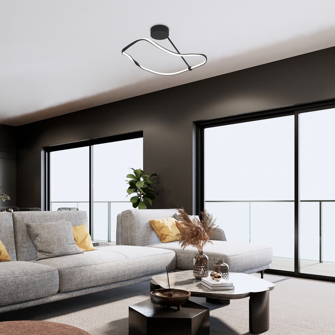 LED плафон – 38W, 4000K, черен метал