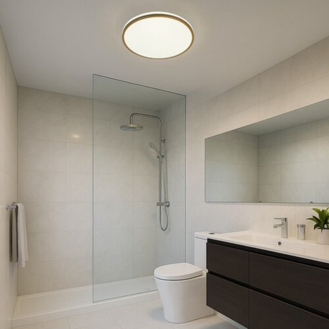 LED осветително тяло за баня 18W, IP44, Ø340 мм, златен корпус