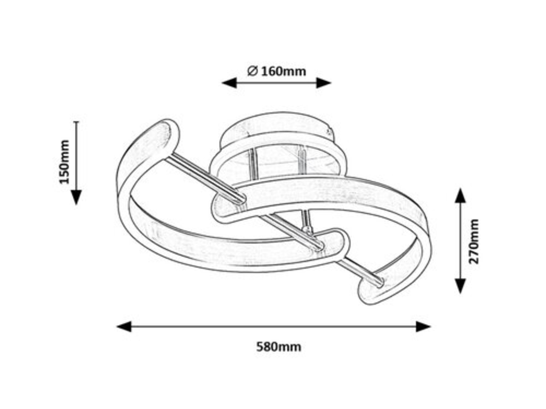 Модерен LED таванен плафон 30W с топло бяла светлина – атенен хром