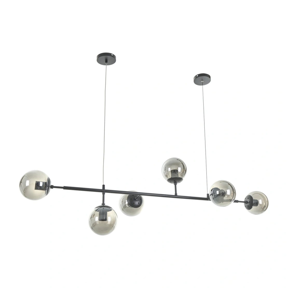 Черен винтидж полилей 6xE27 метал и стъкло