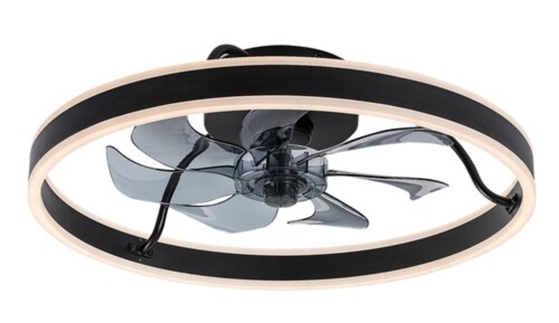 Смарт LED таванен плафон с вентилатор 40W – черен, 3 цвята светлина, дистанционно