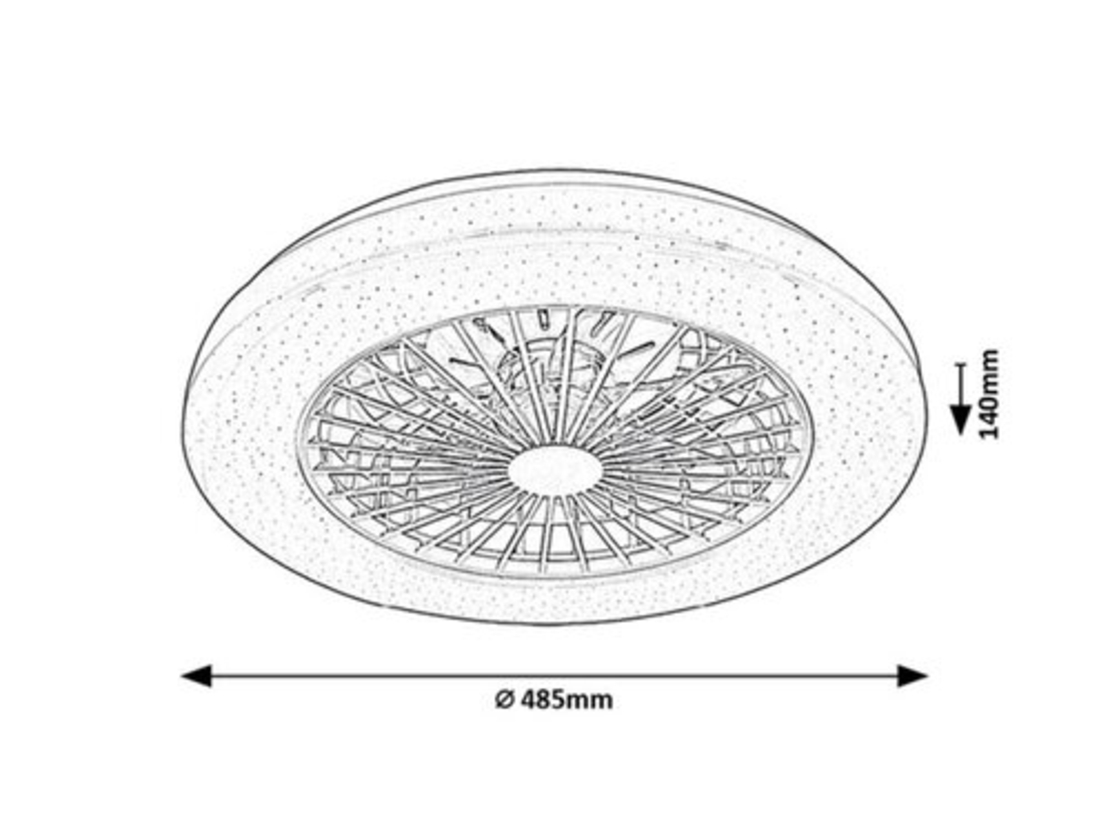 Мултифункционален LED таванен плафон с вентилатор, RGB и звезден ефект