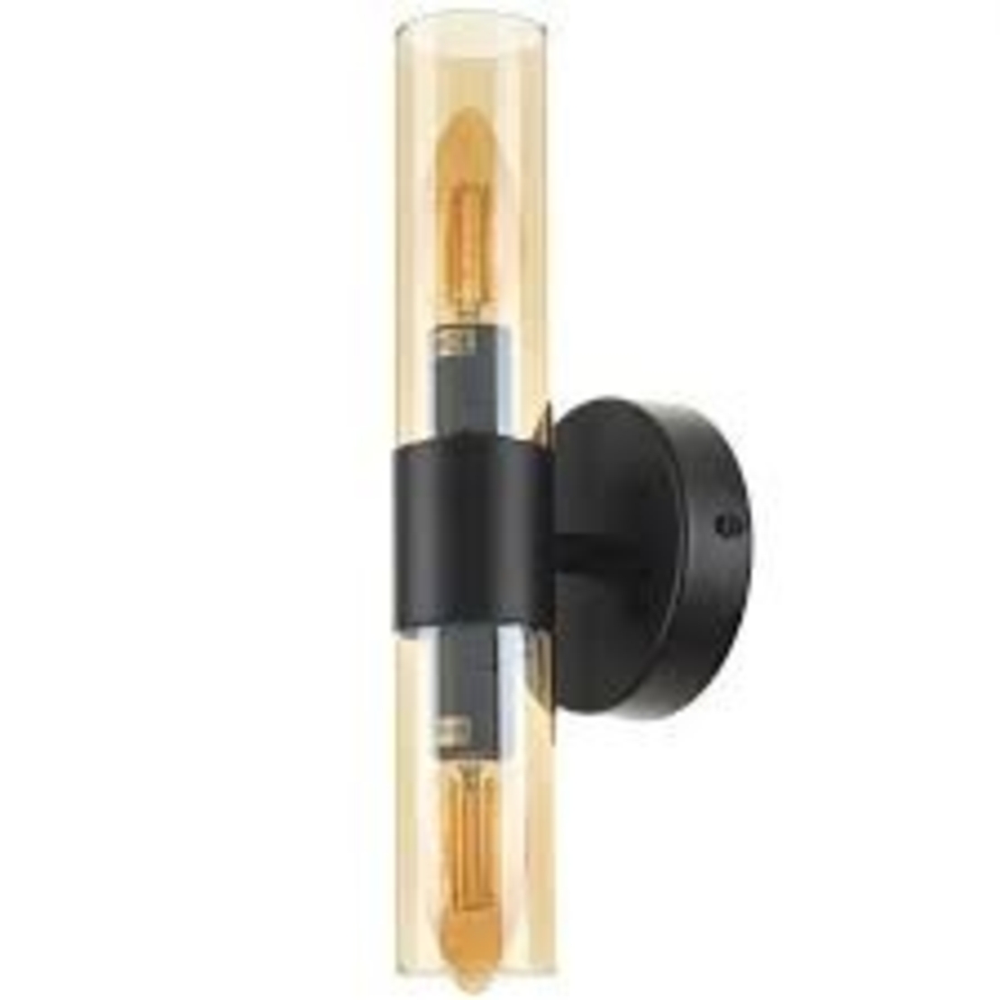 Винтидж стенна лампа – метал и стъкло, черен цвят, E14 с ключ