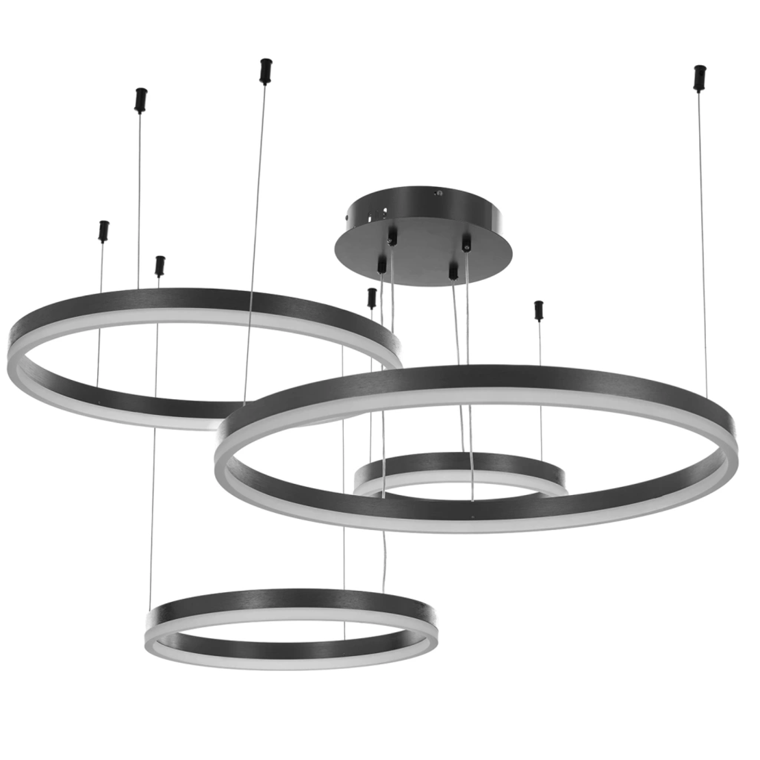 LED Полилей Infinity Rings – Черен, 204W, дистанционно управление