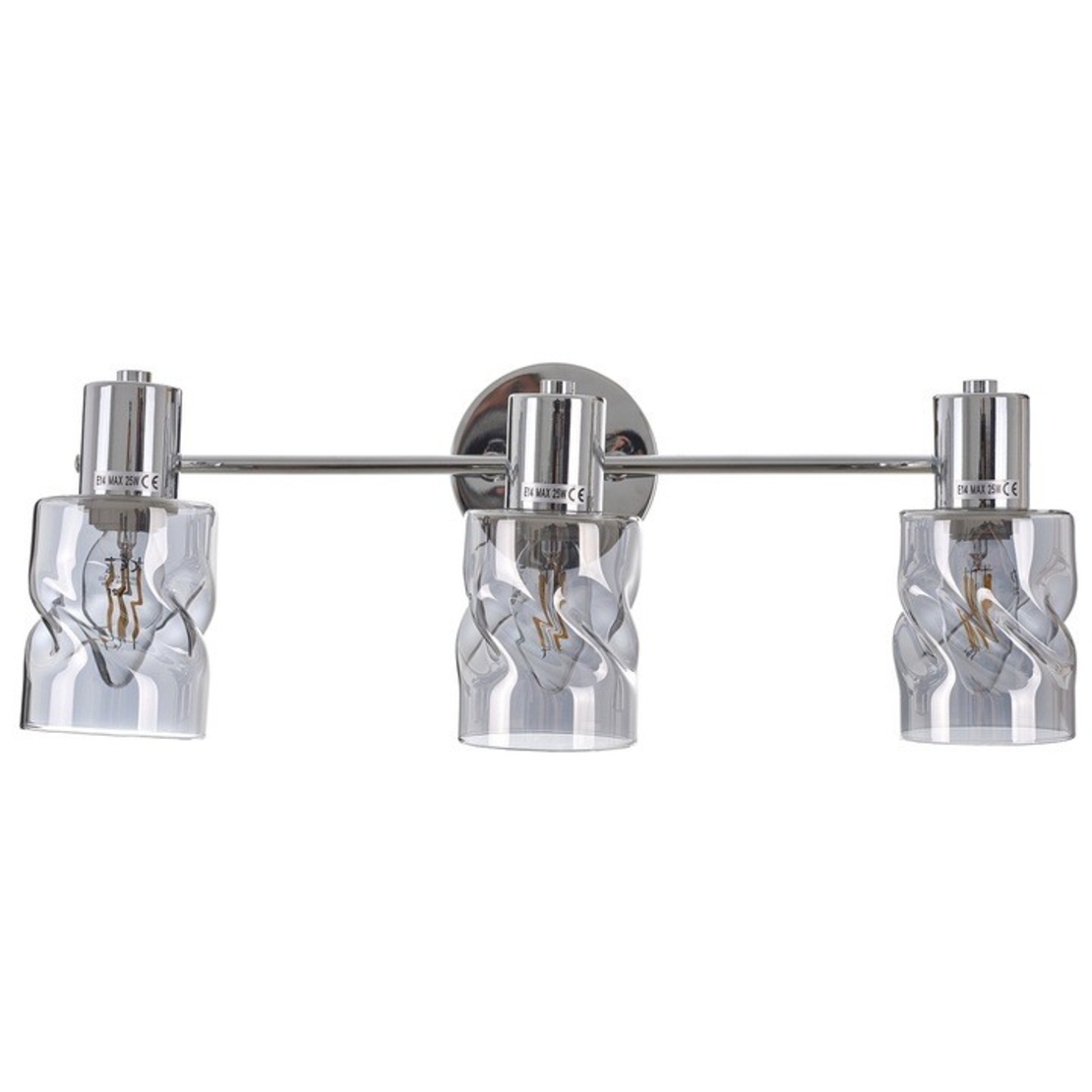 Спот хром, метал и стъкло, 3×E14, с ключ и подвижни рамена