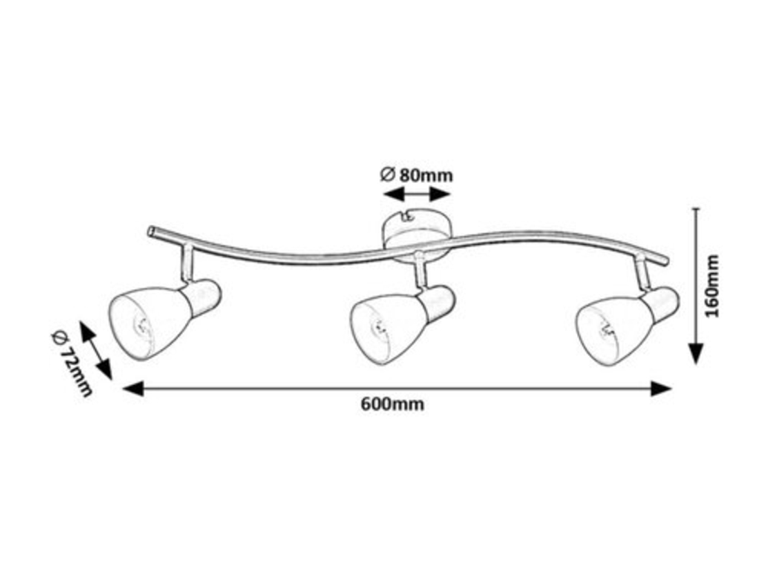 Спот3xE14, 40W черен метал и бяло стъкло