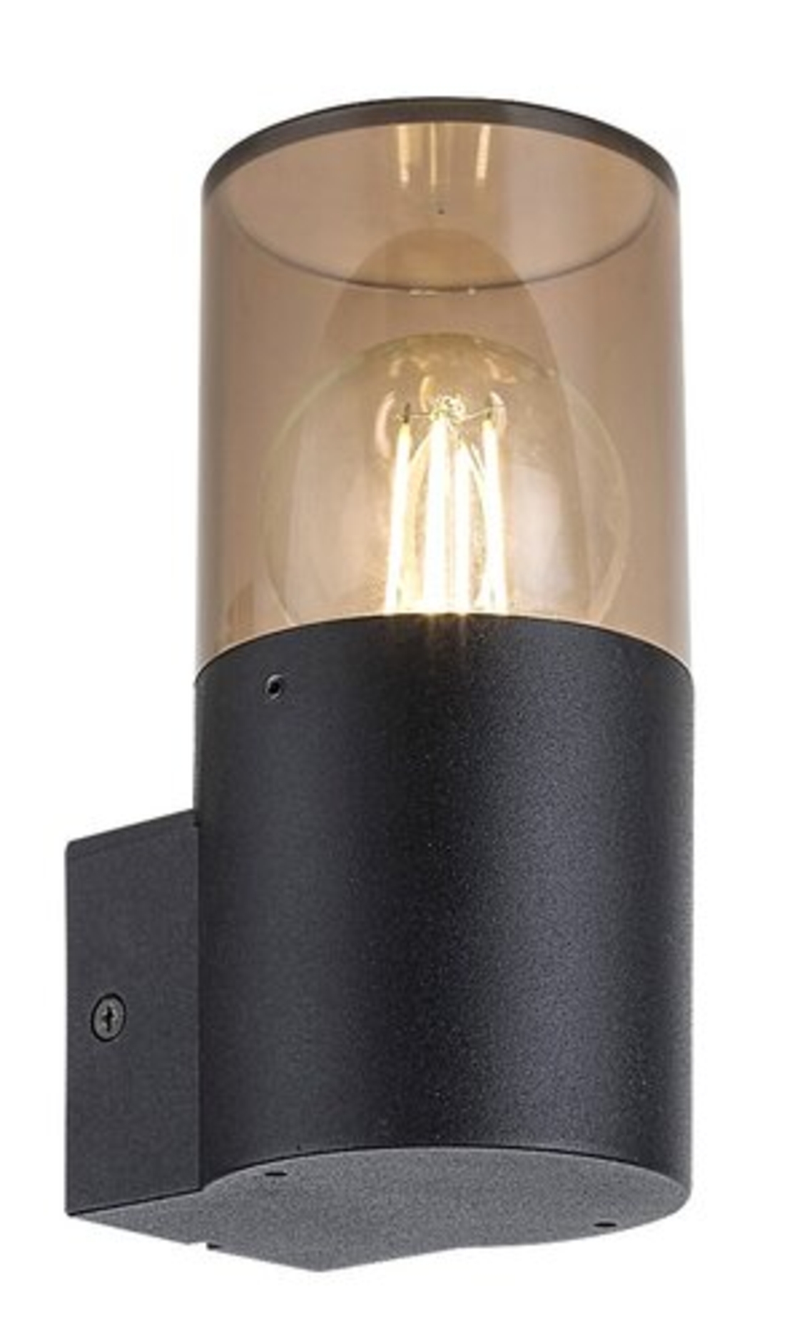 Елегантен външен аплик Teplice E27 – модерно фасадно осветление с кафяв прозиращ абажур и IP44 защита