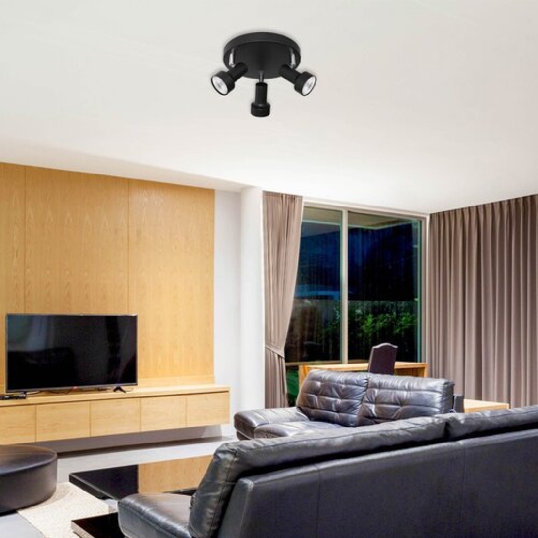 Модерен троен спот осветител – черен метал, GU10, 3x50W