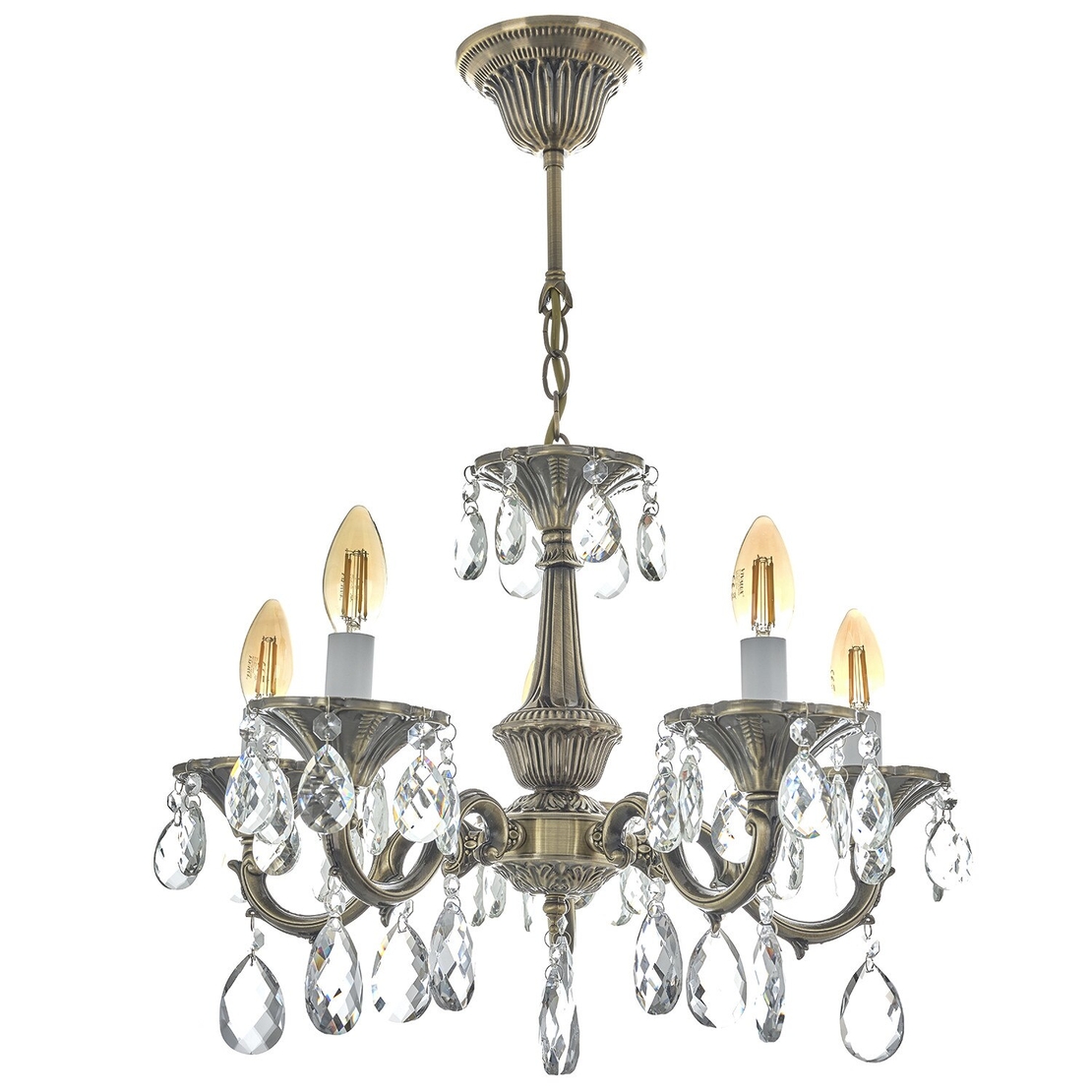 Класически бронзов полилей с кристали – елегантност и вечна светлина