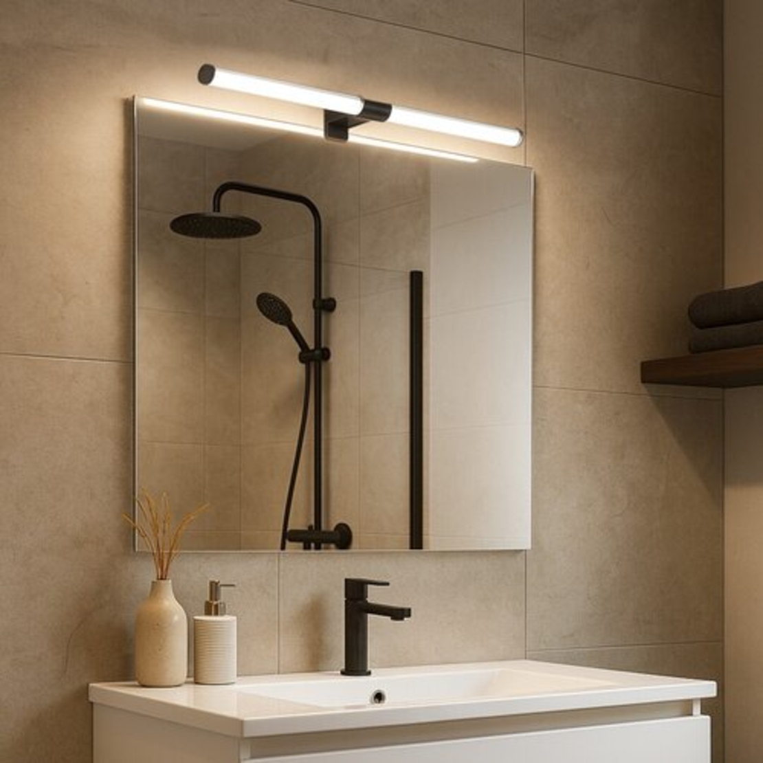 LED осветително тяло за баня 8W, IP44, 4000K, черен корпус