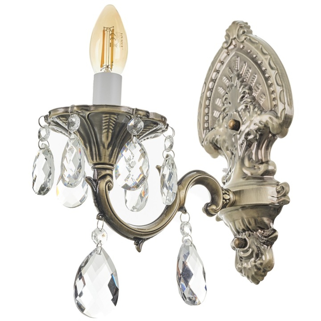 Класически стенен аплик с кристални елементи – бронзов метал и елегантен дизайн