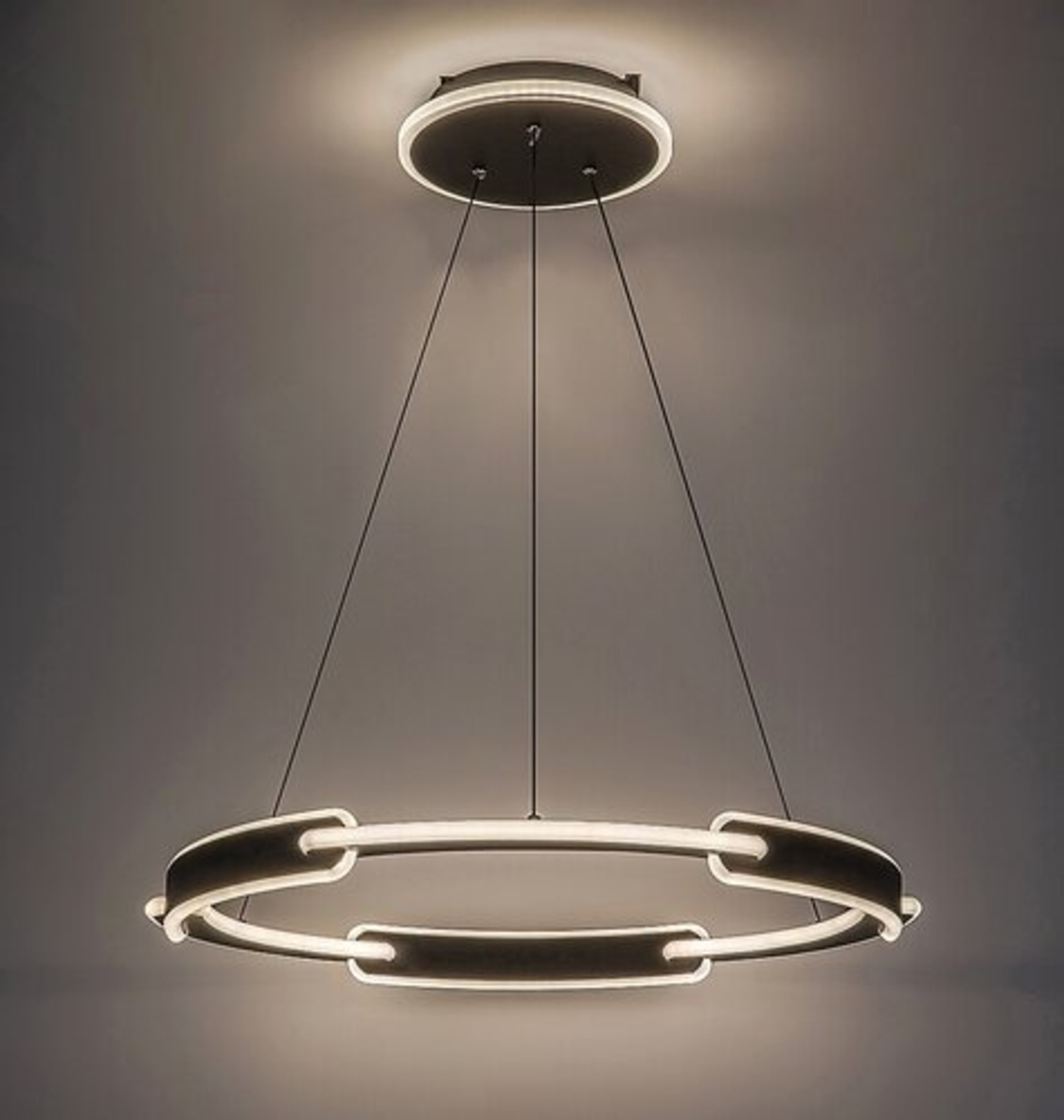 Модерен висящ LED полилей 45W с регулируема цветна температура – черен