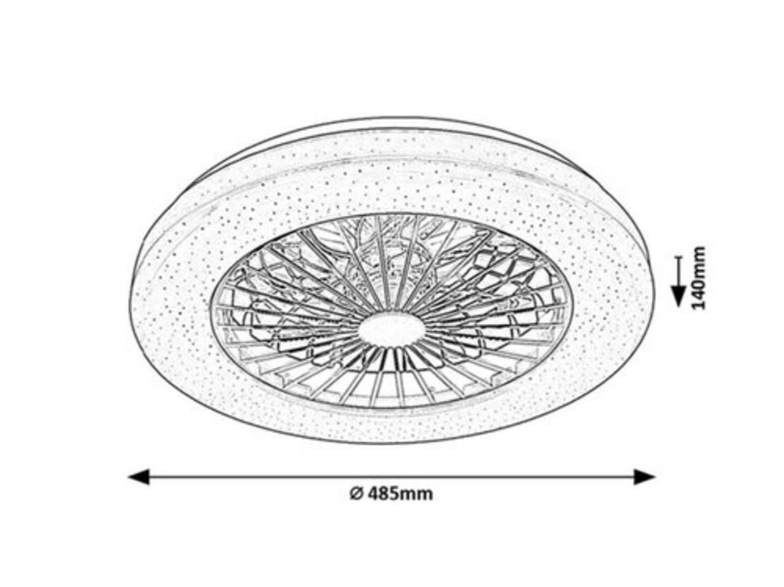 LED таванен плафон с вентилатор 48W – черен, регулируема светлина, дистанционно