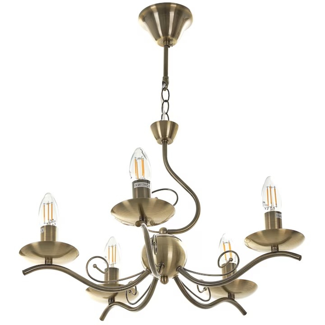 Класически бронзов полилей 5xE14 – елегантен метален дизайн с регулируема височина