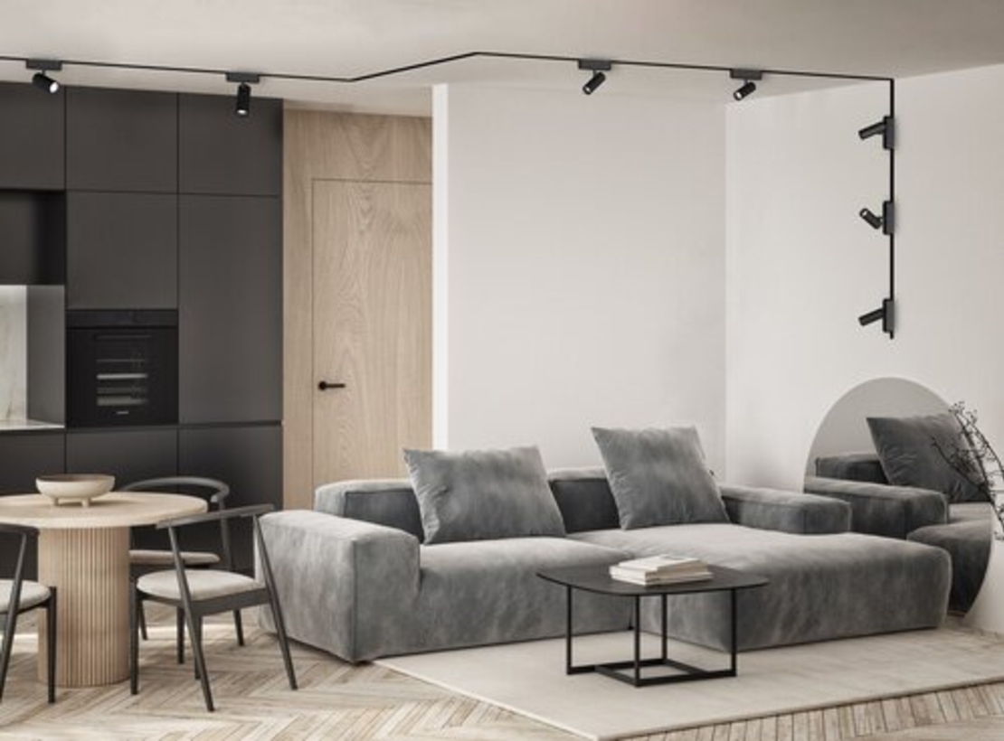 Модерен LED спот за релсово осветление – 6W, естествено бяло 4000K, черен алуминий