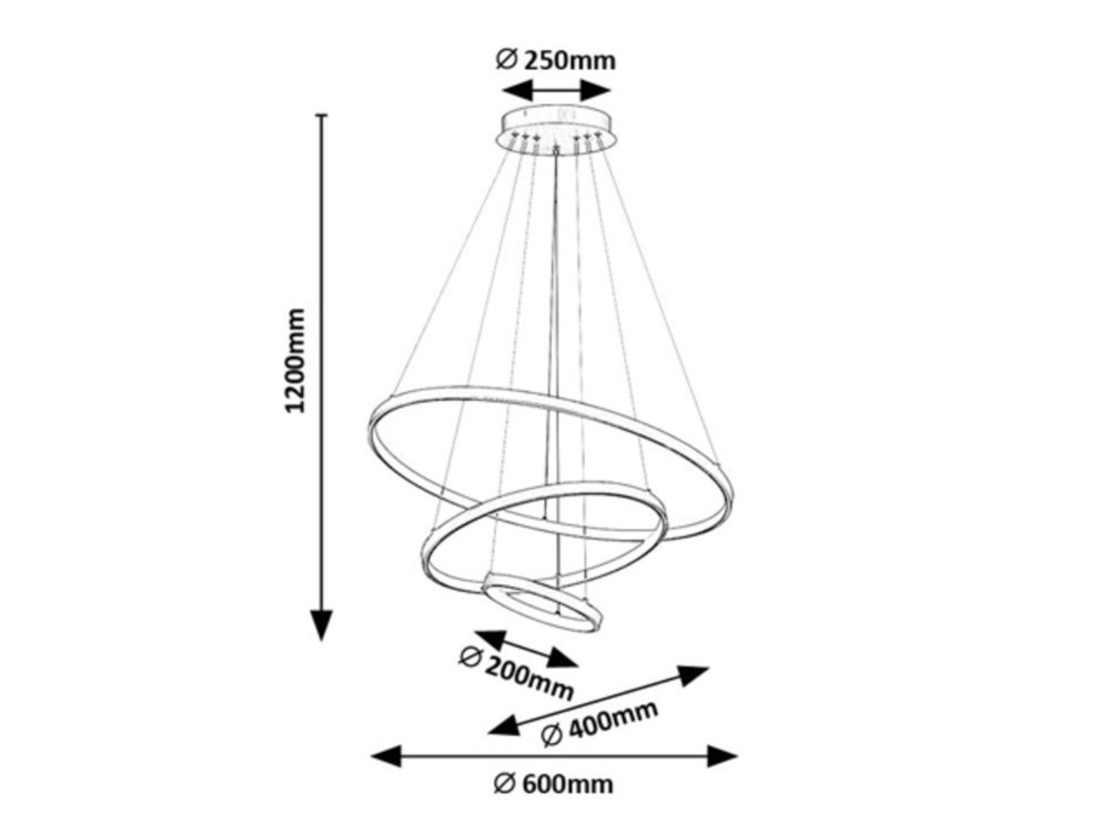 Модерен LED полилей 90W – черен метал, регулируема светлина и дистанционно управление