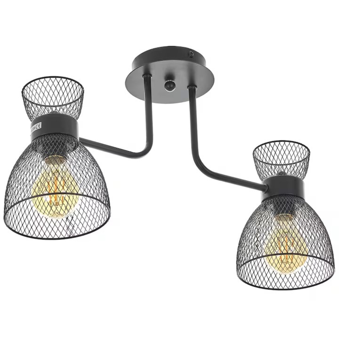 Винтидж полилей от черен метал – 2xE27, индустриален стил и изчистен дизайн